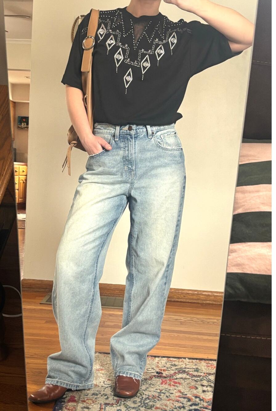 Vintage 80s Black Beaded Western Glam Top
